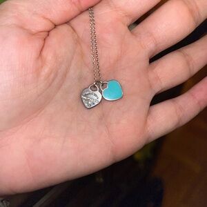 Tiffany & Co. Silver and Blue Heart Necklace